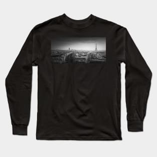 Black and white Paris panorama Long Sleeve T-Shirt